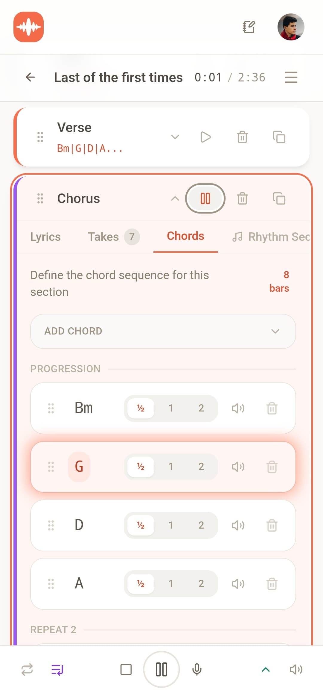 View your song structure
