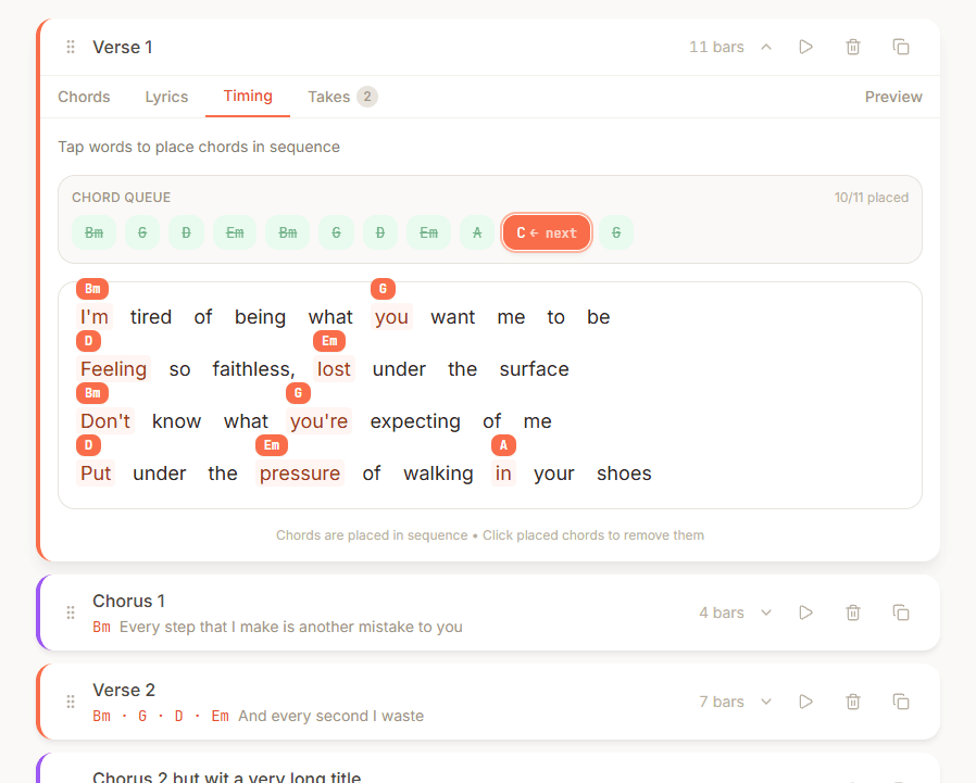 Melodoodle chord timing interface